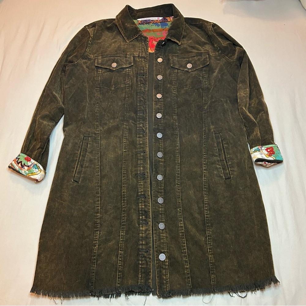 Brown Corduroy Jacket with Floral Lining